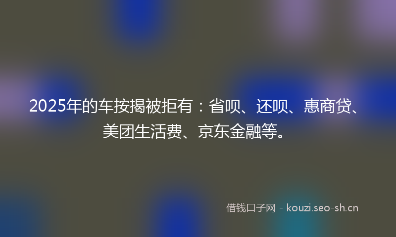 2025年的车按揭被拒有：省呗、还呗、惠商贷、美团生活费、京东金融等。