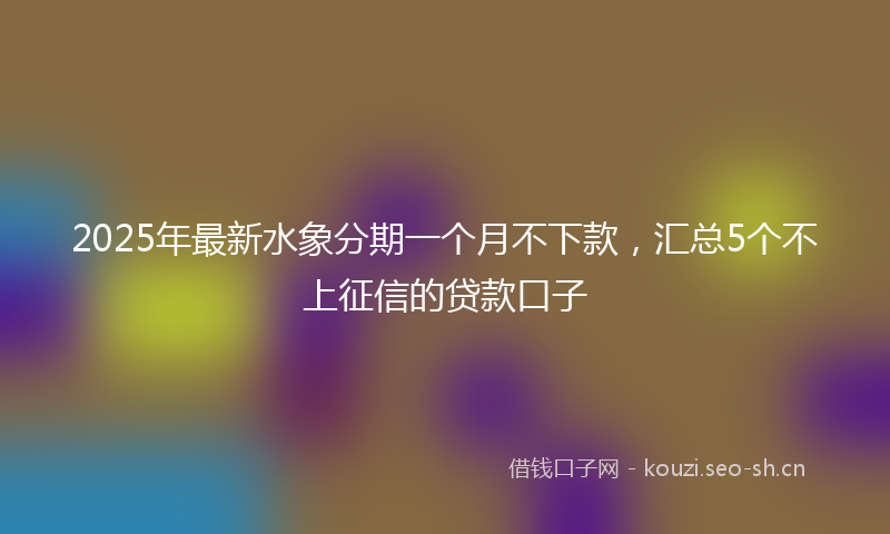 2025年最新水象分期一个月不下款，汇总5个不上征信的贷款口子