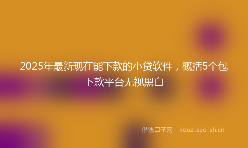 2025年最新现在能下款的小贷软件，概括5个包下款平台无视黑白