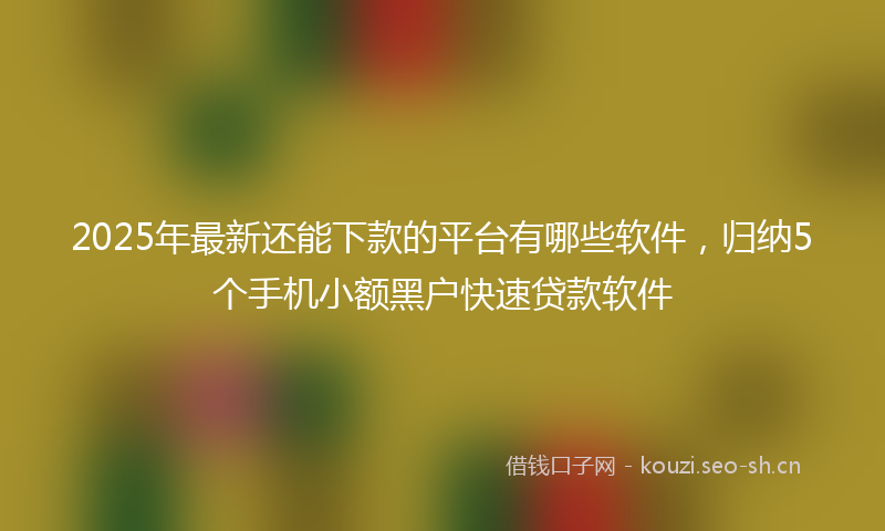 2025年最新还能下款的平台有哪些软件，归纳5个手机小额黑户快速贷款软件