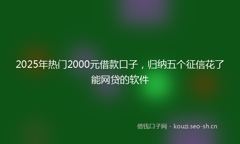 2025年热门2000元借款口子，归纳五个征信花了能网贷的软件