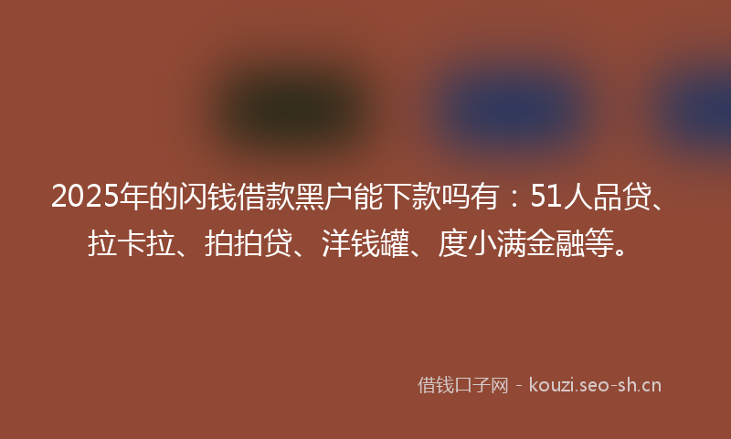 2025年的闪钱借款黑户能下款吗有：51人品贷、拉卡拉、拍拍贷、洋钱罐、度小满金融等。