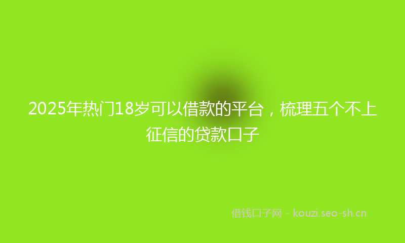 2025年热门18岁可以借款的平台，梳理五个不上征信的贷款口子
