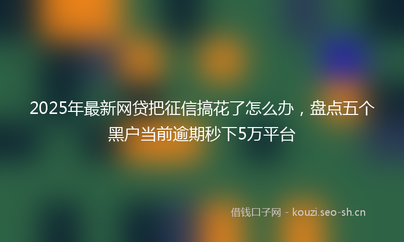 2025年最新网贷把征信搞花了怎么办，盘点五个黑户当前逾期秒下5万平台