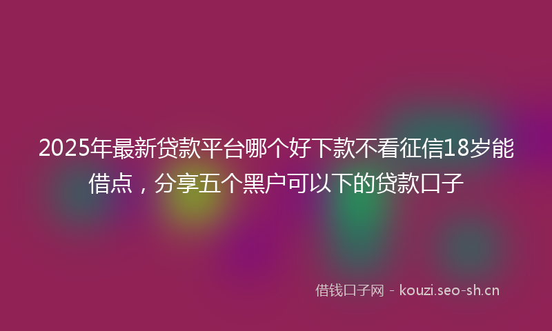 2025年最新贷款平台哪个好下款不看征信18岁能借点，分享五个黑户可以下的贷款口子