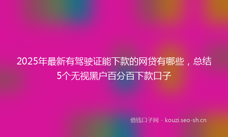 2025年最新有驾驶证能下款的网贷有哪些，总结5个无视黑户百分百下款口子