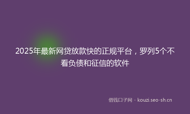 2025年最新网贷放款快的正规平台，罗列5个不看负债和征信的软件