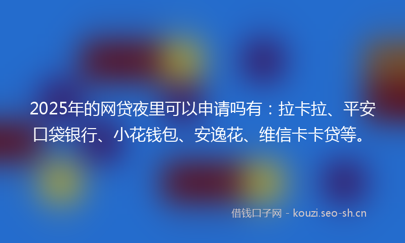 2025年的网贷夜里可以申请吗有：拉卡拉、平安口袋银行、小花钱包、安逸花、维信卡卡贷等。