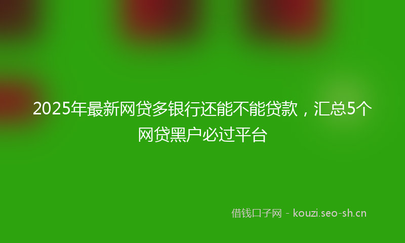 2025年最新网贷多银行还能不能贷款，汇总5个网贷黑户必过平台