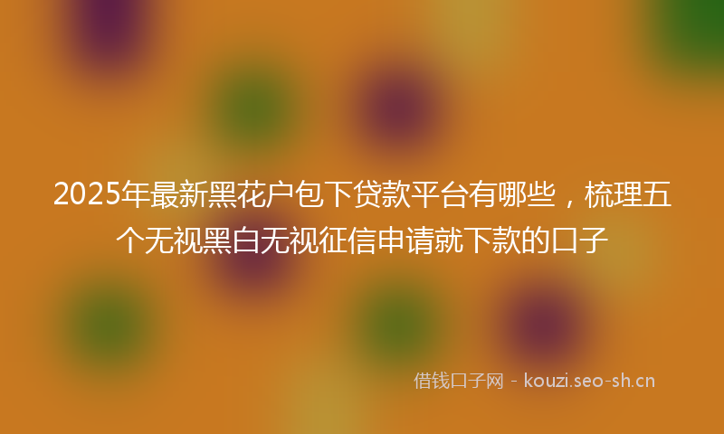 2025年最新黑花户包下贷款平台有哪些，梳理五个无视黑白无视征信申请就下款的口子