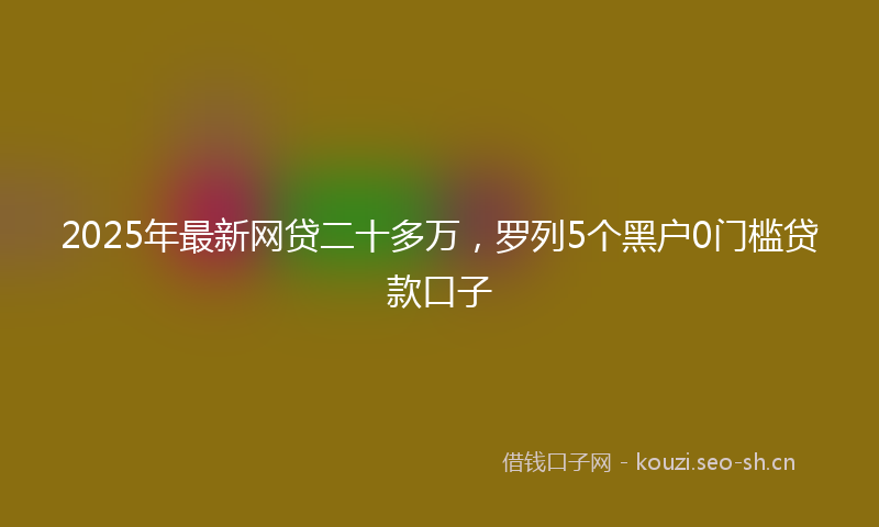 2025年最新网贷二十多万，罗列5个黑户0门槛贷款口子