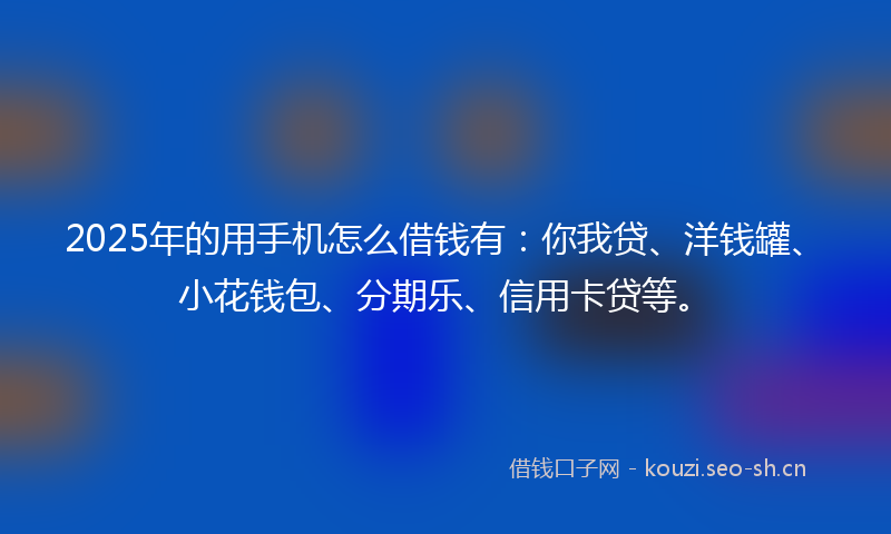2025年的用手机怎么借钱有：你我贷、洋钱罐、小花钱包、分期乐、信用卡贷等。