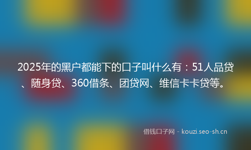 2025年的黑户都能下的口子叫什么有：51人品贷、随身贷、360借条、团贷网、维信卡卡贷等。