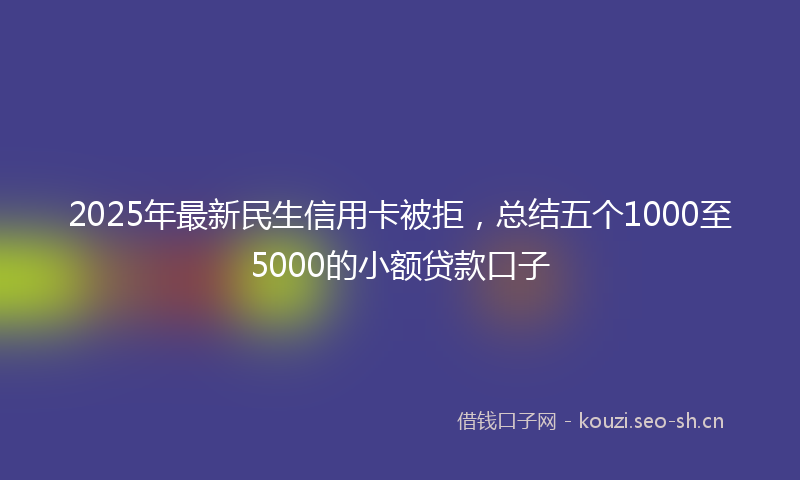 2025年最新民生信用卡被拒，总结五个1000至5000的小额贷款口子