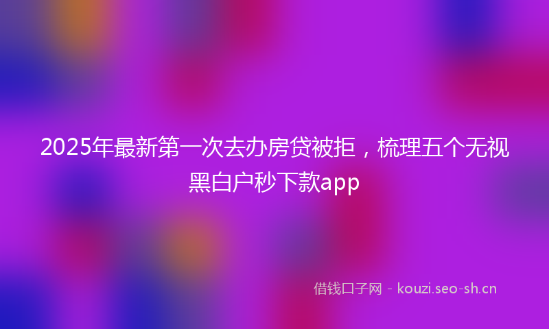 2025年最新第一次去办房贷被拒，梳理五个无视黑白户秒下款app