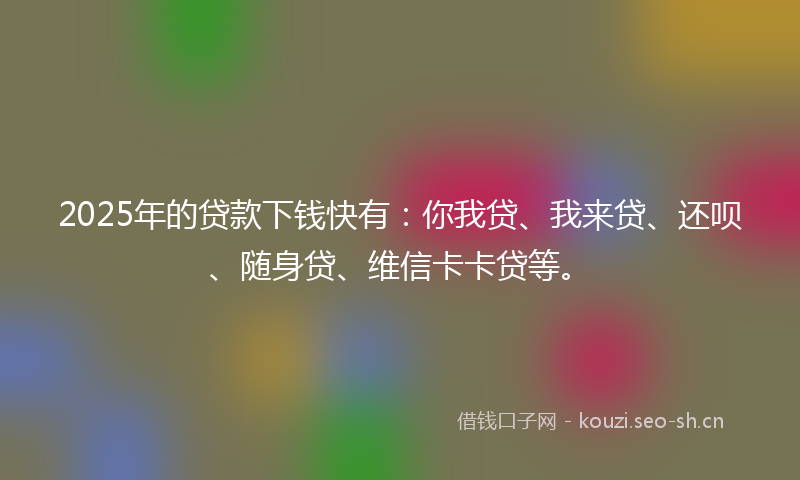 2025年的贷款下钱快有：你我贷、我来贷、还呗、随身贷、维信卡卡贷等。