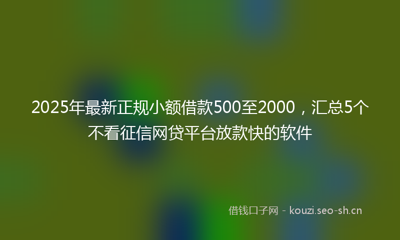 2025年最新正规小额借款500至2000，汇总5个不看征信网贷平台放款快的软件