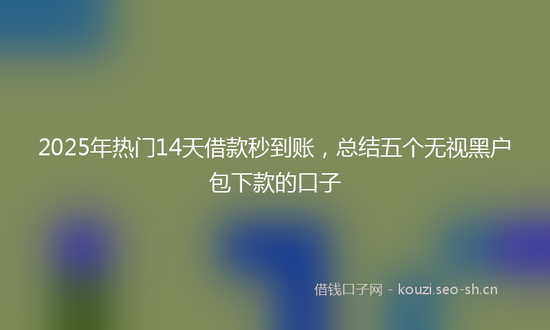 2025年热门14天借款秒到账，总结五个无视黑户包下款的口子