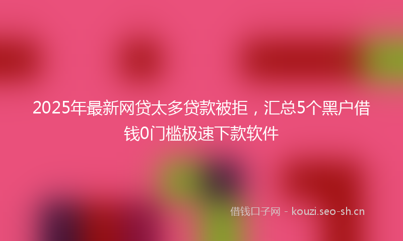 2025年最新网贷太多贷款被拒，汇总5个黑户借钱0门槛极速下款软件