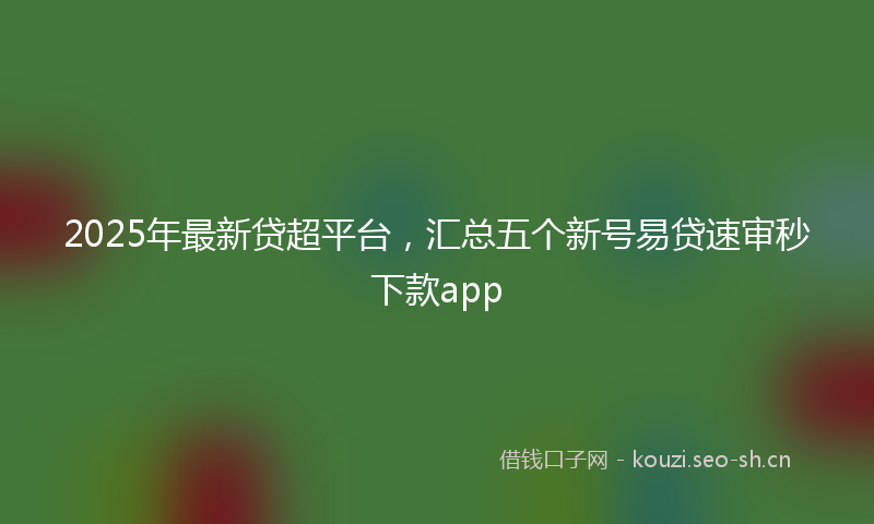 2025年最新贷超平台，汇总五个新号易贷速审秒下款app