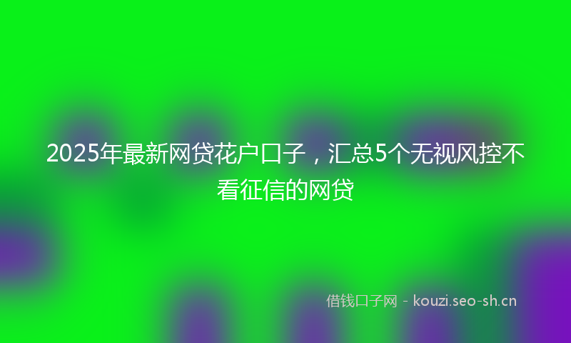 2025年最新网贷花户口子，汇总5个无视风控不看征信的网贷