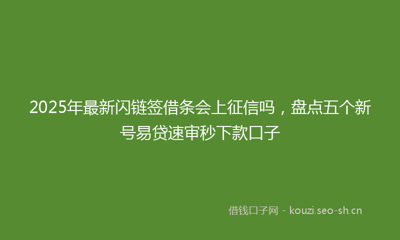 2025年最新闪链签借条会上征信吗，盘点五个新号易贷速审秒下款口子