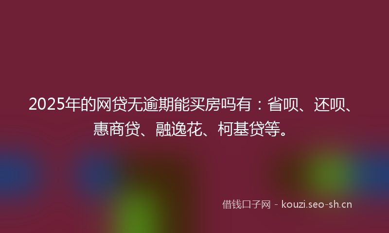 2025年的网贷无逾期能买房吗有：省呗、还呗、惠商贷、融逸花、柯基贷等。