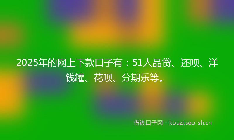 2025年的网上下款口子有：51人品贷、还呗、洋钱罐、花呗、分期乐等。