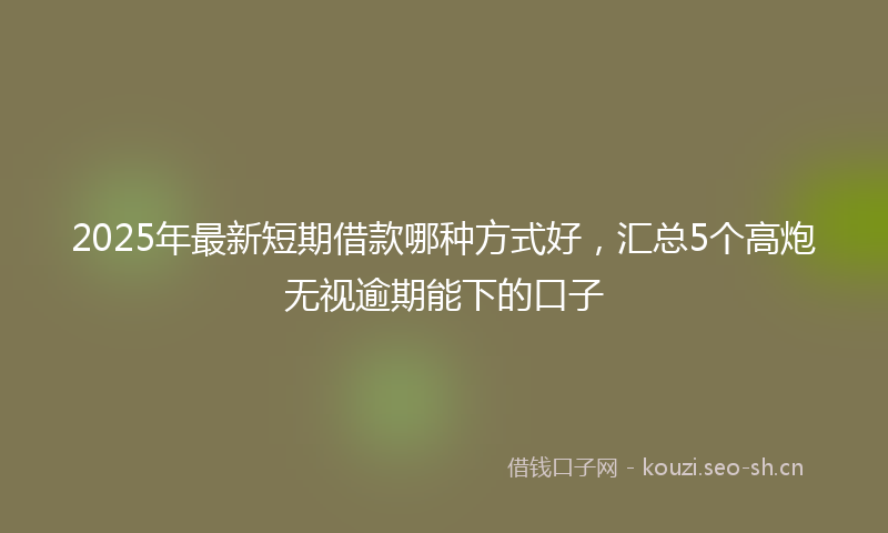 2025年最新短期借款哪种方式好，汇总5个高炮无视逾期能下的口子