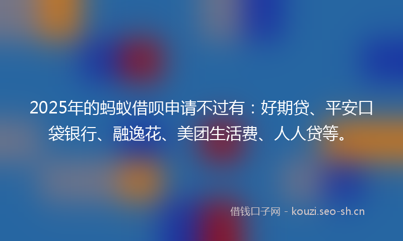 2025年的蚂蚁借呗申请不过有：好期贷、平安口袋银行、融逸花、美团生活费、人人贷等。