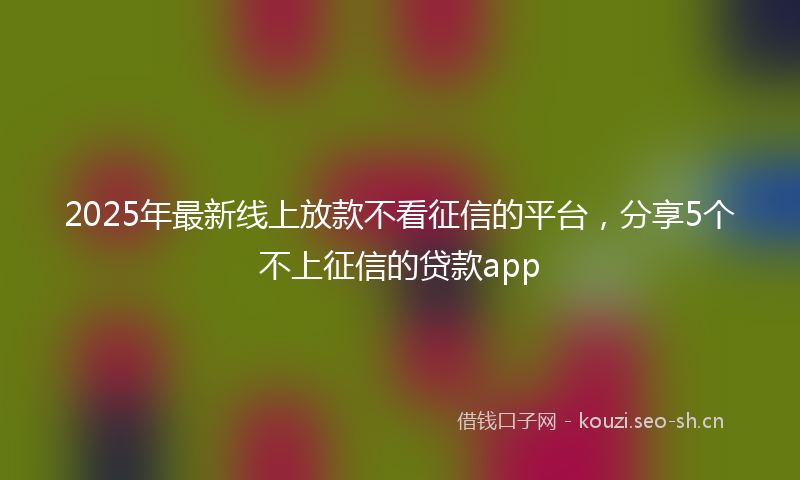 2025年最新线上放款不看征信的平台，分享5个不上征信的贷款app