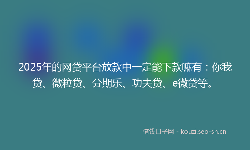 2025年的网贷平台放款中一定能下款嘛有：你我贷、微粒贷、分期乐、功夫贷、e微贷等。