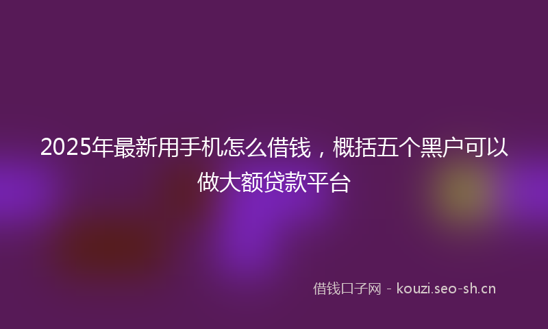 2025年最新用手机怎么借钱，概括五个黑户可以做大额贷款平台