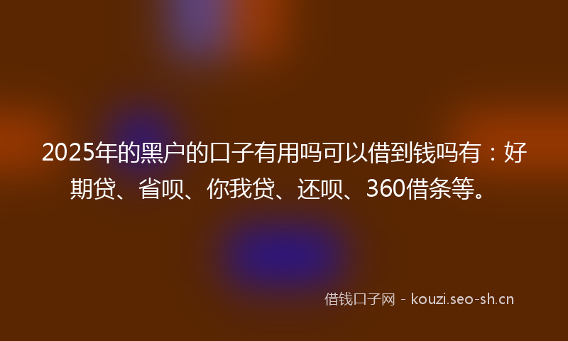 2025年的黑户的口子有用吗可以借到钱吗有：好期贷、省呗、你我贷、还呗、360借条等。