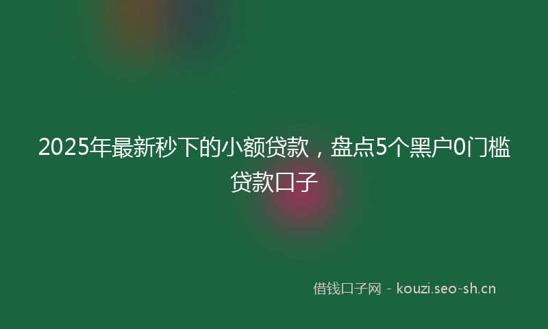 2025年最新秒下的小额贷款，盘点5个黑户0门槛贷款口子