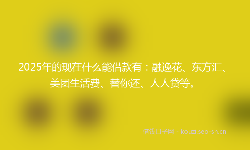 2025年的现在什么能借款有：融逸花、东方汇、美团生活费、替你还、人人贷等。