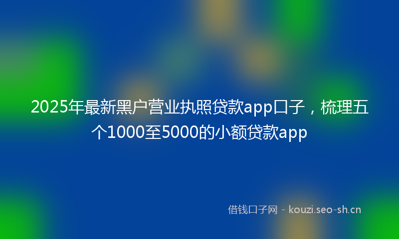 2025年最新黑户营业执照贷款app口子，梳理五个1000至5000的小额贷款app