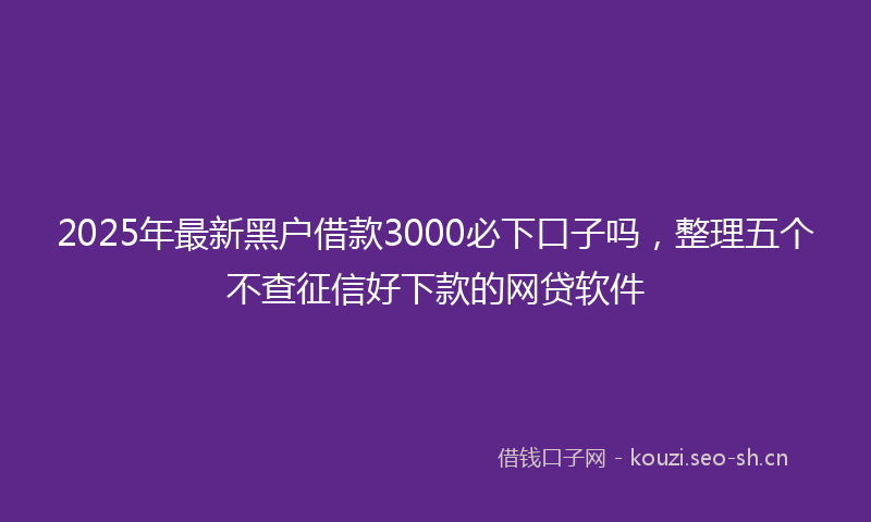2025年最新黑户借款3000必下口子吗，整理五个不查征信好下款的网贷软件