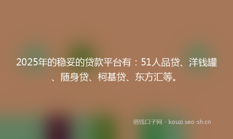 2025年的稳妥的贷款平台有：51人品贷、洋钱罐、随身贷、柯基贷、东方汇等。