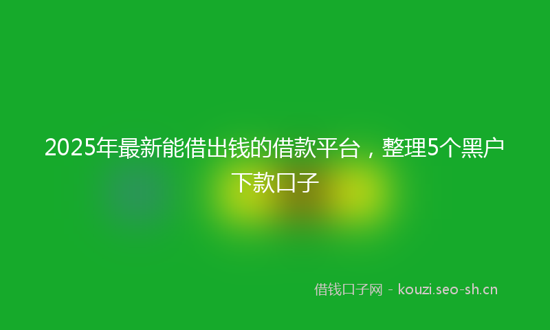 2025年最新能借出钱的借款平台，整理5个黑户下款口子