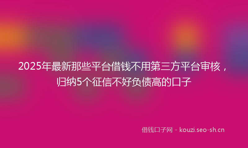 2025年最新那些平台借钱不用第三方平台审核，归纳5个征信不好负债高的口子