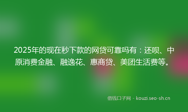 2025年的现在秒下款的网贷可靠吗有：还呗、中原消费金融、融逸花、惠商贷、美团生活费等。
