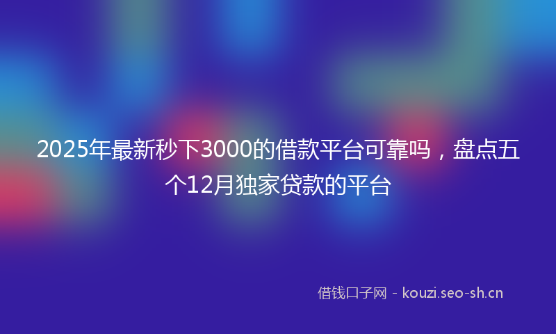 2025年最新秒下3000的借款平台可靠吗，盘点五个12月独家贷款的平台