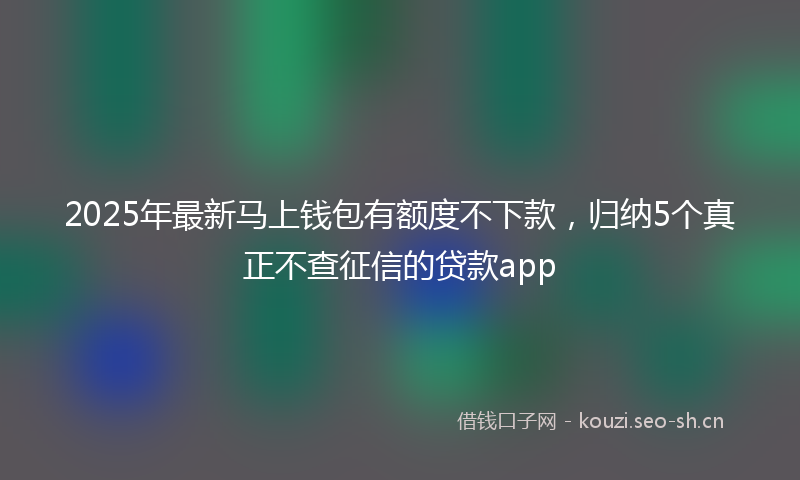2025年最新马上钱包有额度不下款，归纳5个真正不查征信的贷款app