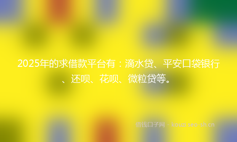 2025年的求借款平台有：滴水贷、平安口袋银行、还呗、花呗、微粒贷等。