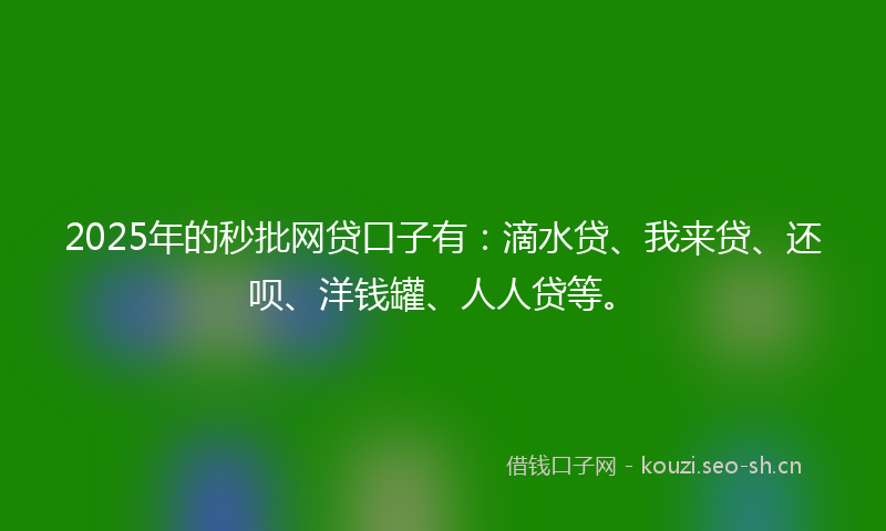 2025年的秒批网贷口子有：滴水贷、我来贷、还呗、洋钱罐、人人贷等。