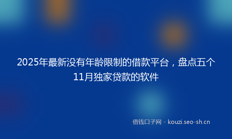 2025年最新没有年龄限制的借款平台，盘点五个11月独家贷款的软件