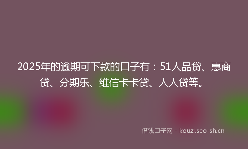2025年的逾期可下款的口子有：51人品贷、惠商贷、分期乐、维信卡卡贷、人人贷等。