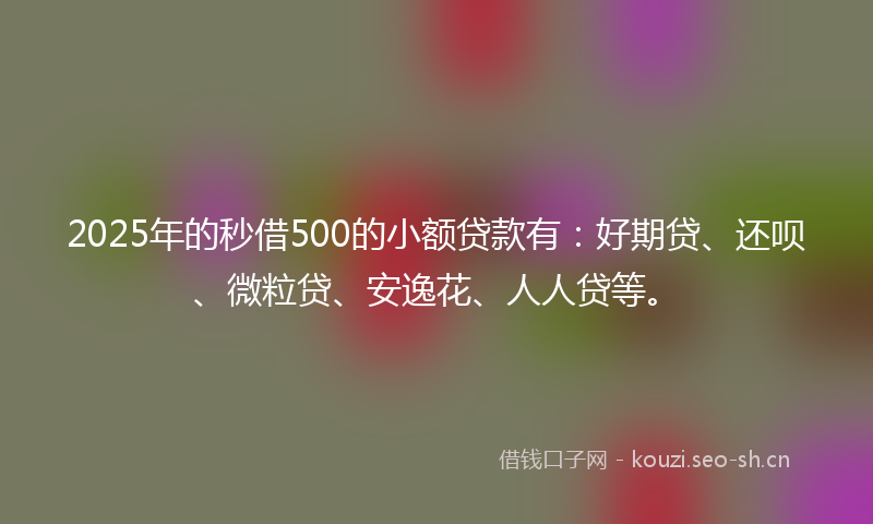 2025年的秒借500的小额贷款有：好期贷、还呗、微粒贷、安逸花、人人贷等。