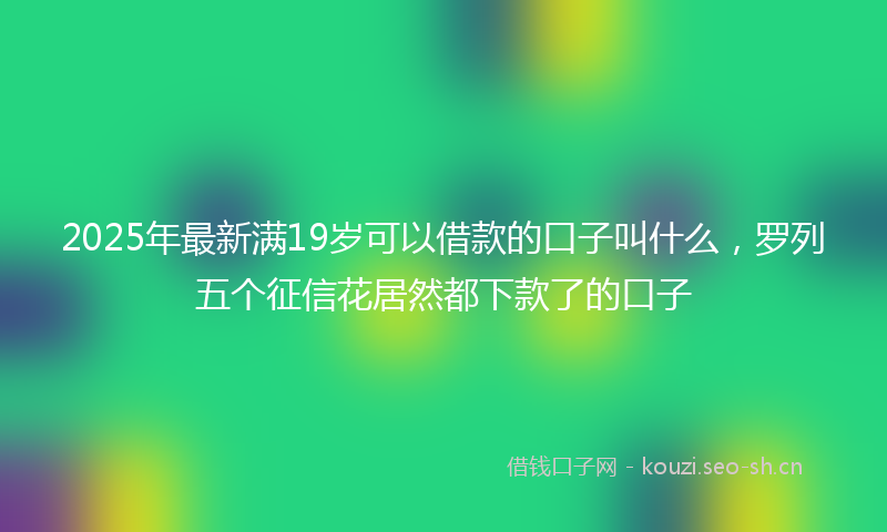 2025年最新满19岁可以借款的口子叫什么，罗列五个征信花居然都下款了的口子